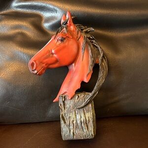 Red Horse Head Resin Bust Sculpture